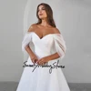 Wedding Dress Customized Off The Shoulder V Neck Pleat Sweep Train Soft Tulle A Line Corset Bridal Gown Vestido Novia 6