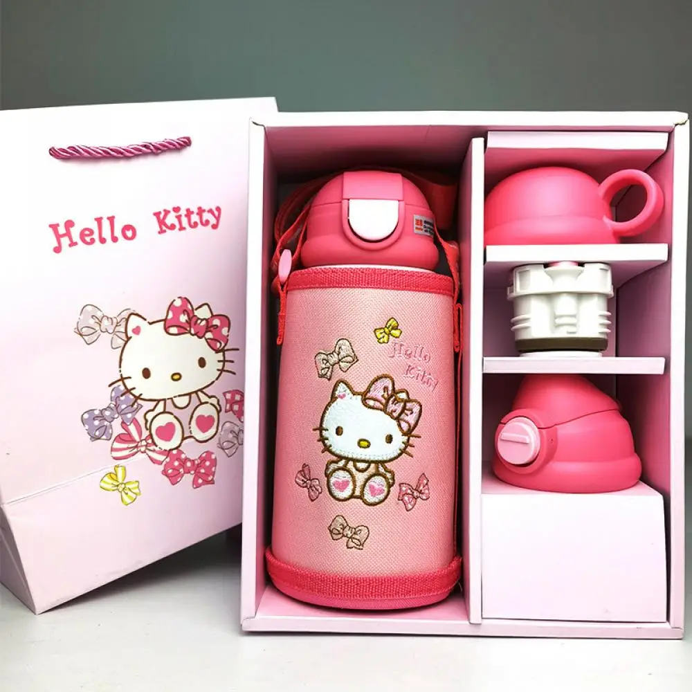 

380Ml/600Ml Sus316 Thermos Cup Kawaii Kt Sanrio Hello Kitty Anime Figure Sippy Cup with Cover Portable Travel Student Child Gift