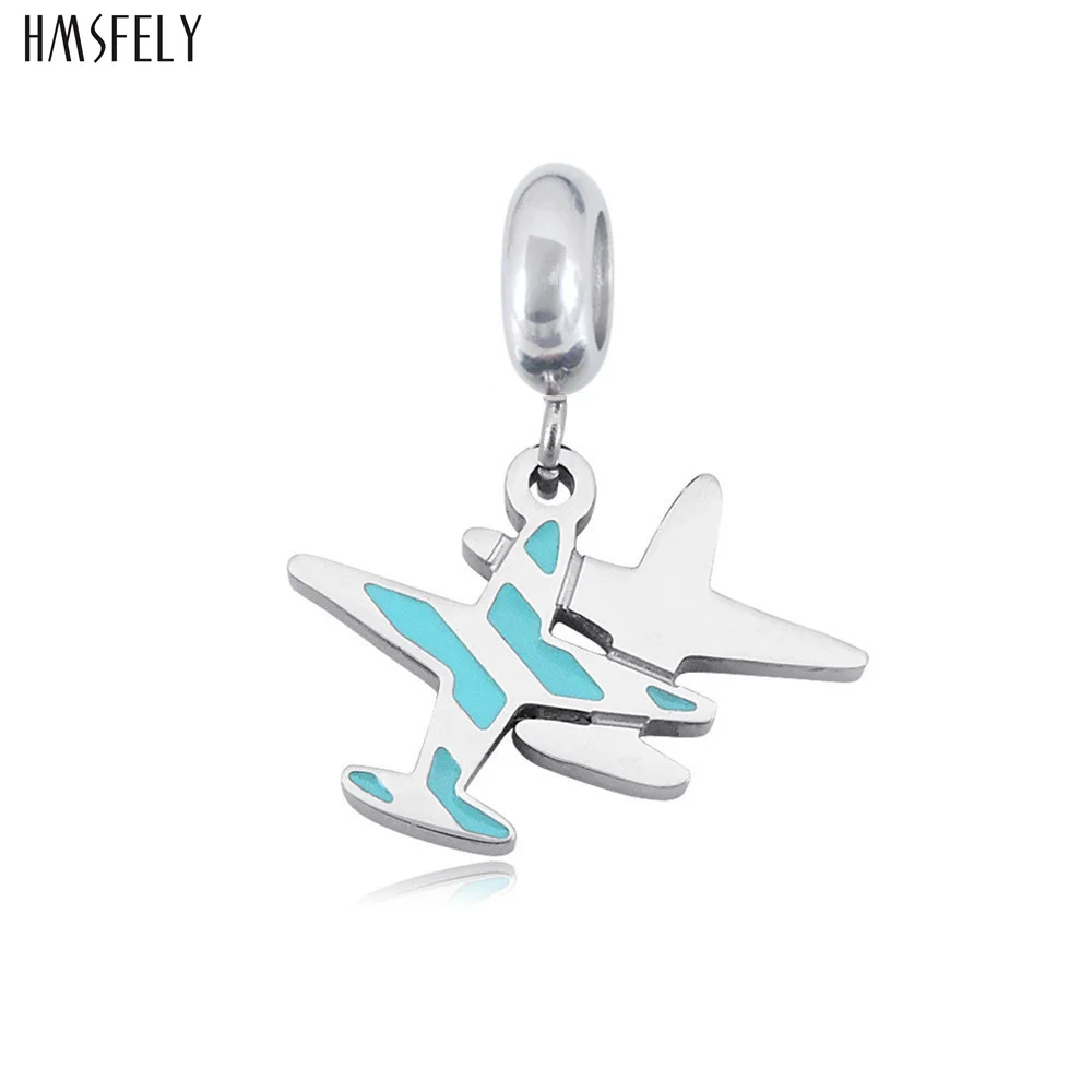 

HMSFELY 316L Stainless Steel Charm Pendant Airplane Tags For DIY charms Bracelet Necklace Jewelry Making Dangles Accessories