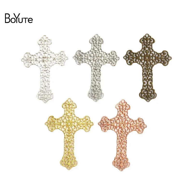 

BoYuTe (20 Pieces/Lot) 37*52MM European Filigree Cross Findings DIY Vintage Jewelry Accessories Handmade Materials Wholesale