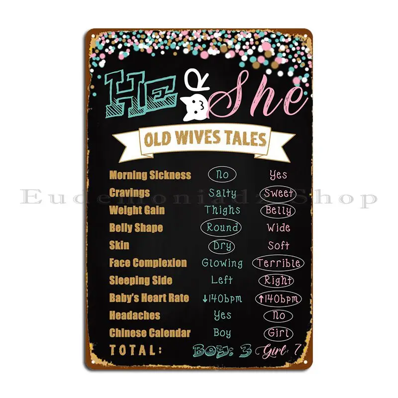 

Gender Reveal Old Wives Metal Sign Party Designer Cinema Mural Bar Tin Sign Poster