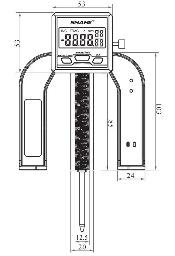 Description Picture 2 of itemSHAHE 0-80mm 3 1/8 inch Digital Depth Gauges Height Gauge With Magnetic Base Woodworking Ruler for Router Table