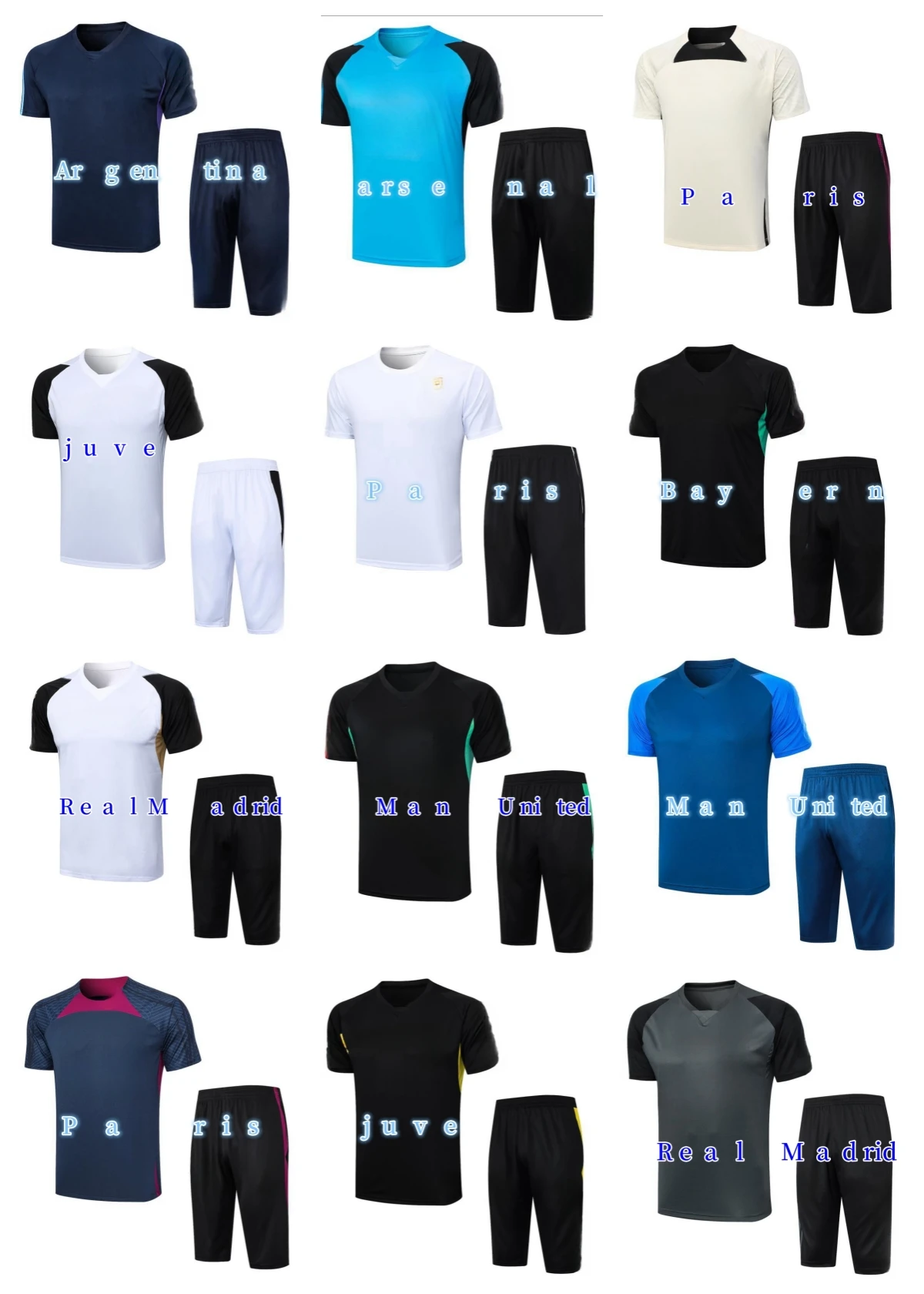 

2023 Cropped Pants Set Soccer Jersey Warm Up Clothes Jerseys 23 24 Football t-shirt Training Clothes Sleeve Jersey Set
