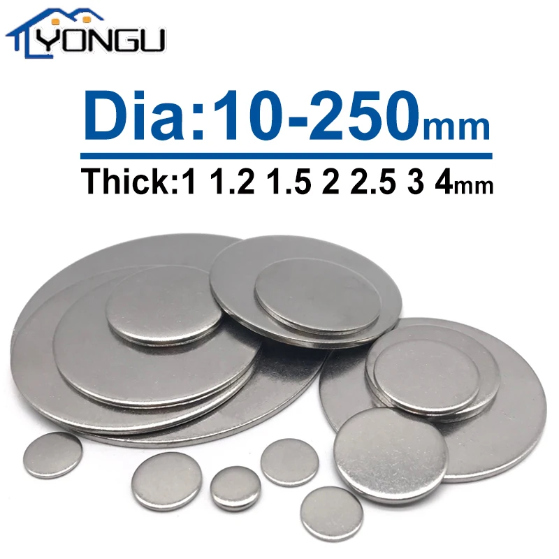 Diamètre 100 150 200 300mm 304 plaque ronde en acier inoxydable feuille circulaire épaisseur de disque 1/1.5/2/2.5/3mm  1420