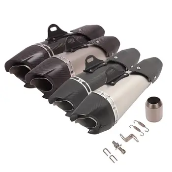 38-51MM Universal Motorcycle Exhaust Pipe Escape Muffler Without DB Killer With Guard For Dirt Street Bike ATV Carbon Fiber