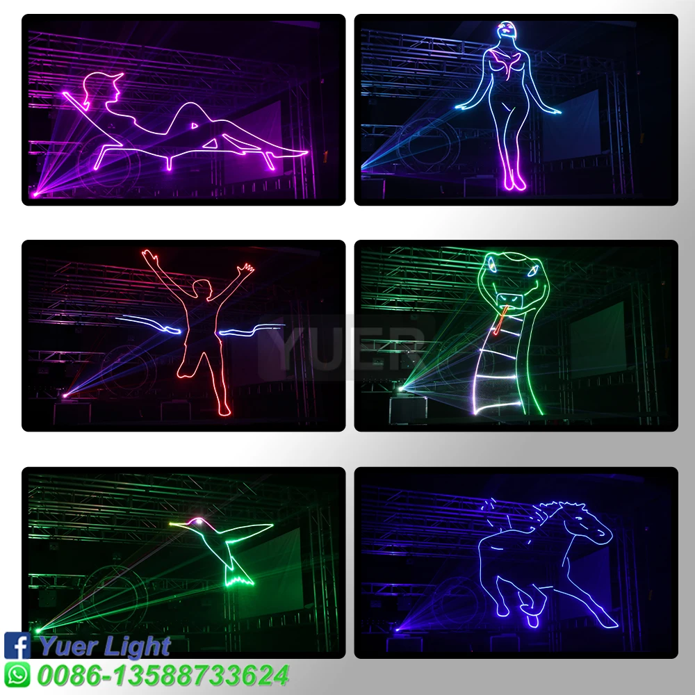 Scanner d'Animation 3D de Scène avec Lumière Laser ILDA DJ, Projecteur à Faisceau DMX, 1W 2W 3W 4W, pour Bar, Club, ixde Noël, Spectacle de Mariage