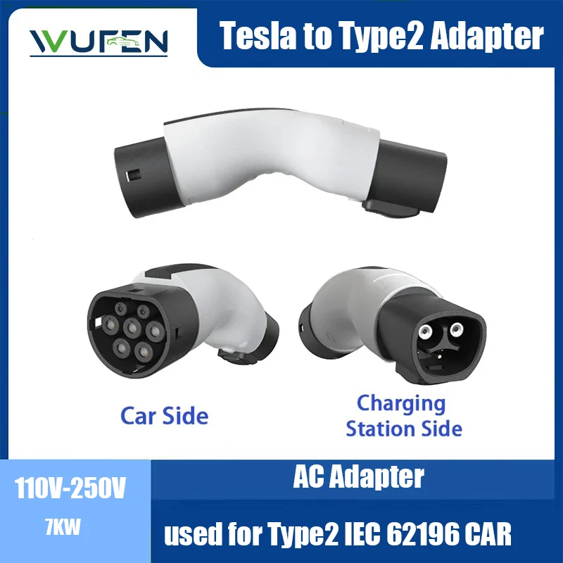 

WUFEN разъем для зарядки электромобиля Tesla в Тип 2 IEC 62196-2 преобразователь транспортного средства EV адаптер EVSE EV зарядное устройство адаптер