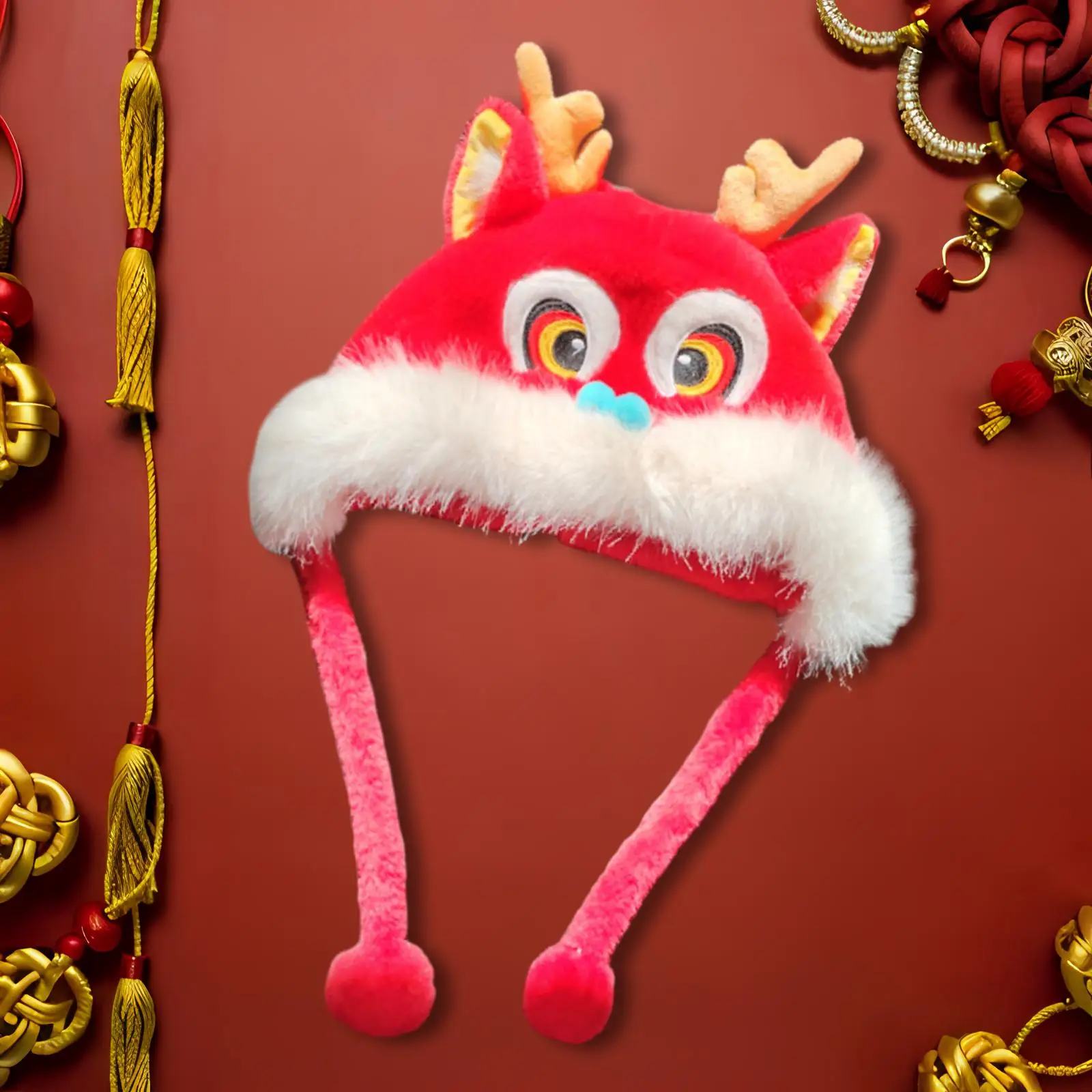 Animal Hat Chinese Lion Dance Hat Headgear Hood Cute Fashionable Dragon Winter Warm for Party Easter Celebration