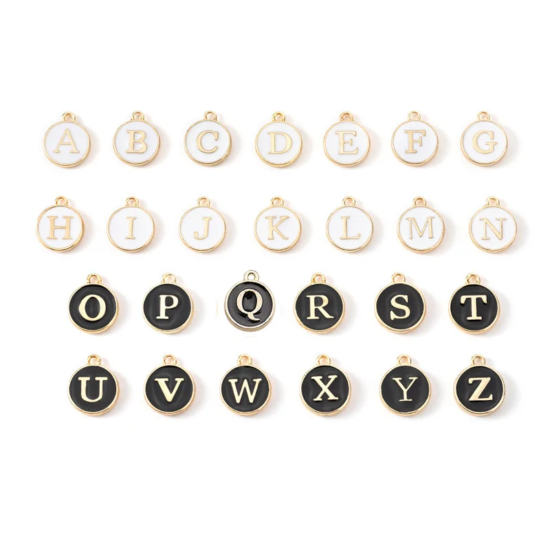 Enamel Letter Charms Initial Pendant DIY Jewelry Bracelet 10pcs
