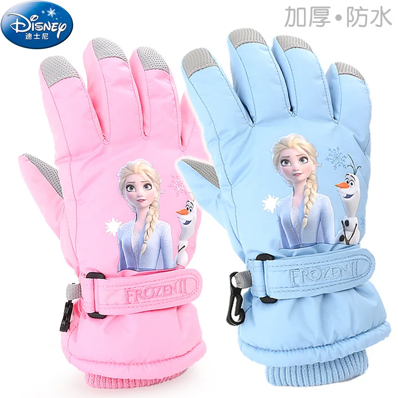 

Genuine Disney Frozen Warmer Ski Gloves For Girls Kids Elsa Keep Warm Outdoor Winter Knitted Thicken Mittens Full Finger Gloves