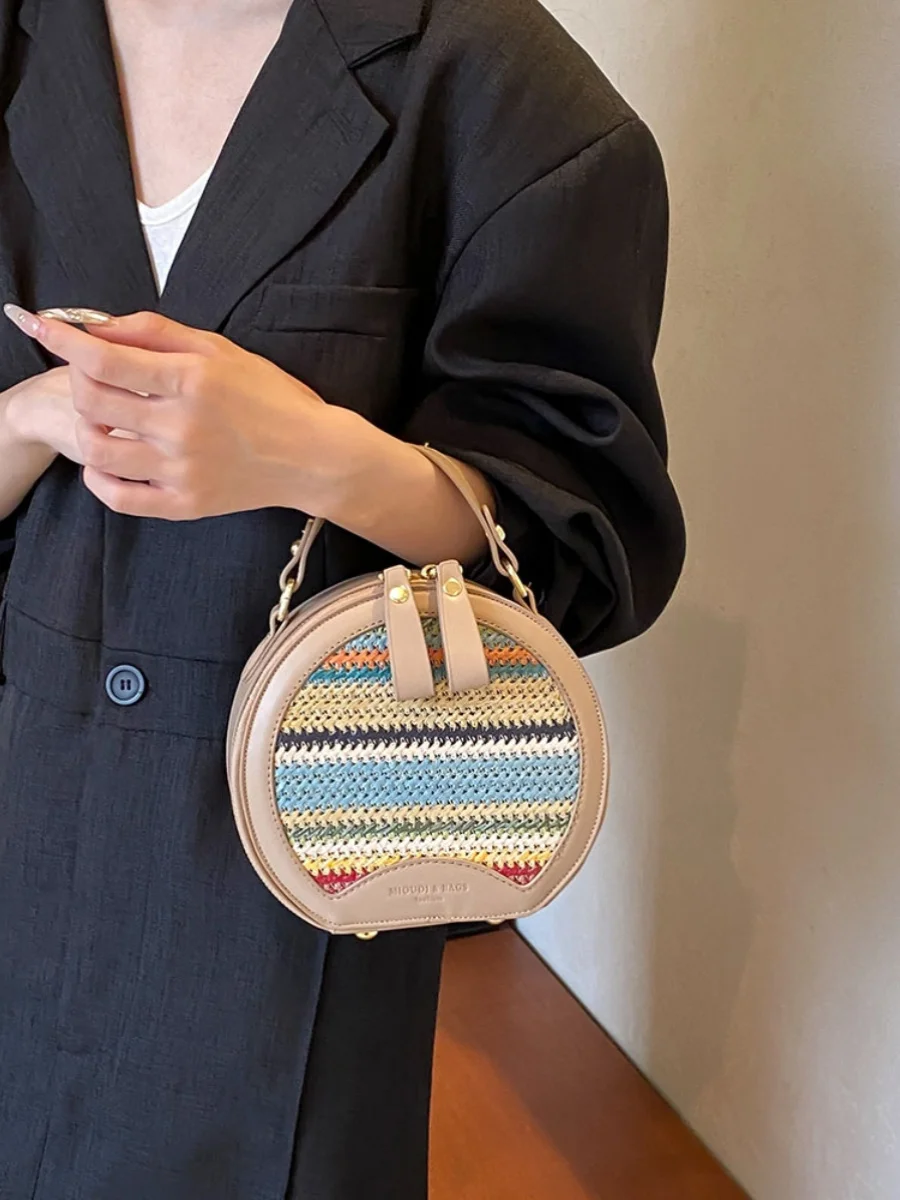 Stylish Hand-woven Round Bag for Women in Summer 2024