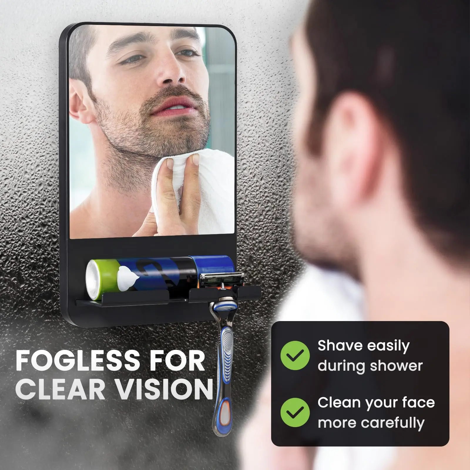 TAILI Acrylic Anti Fog Mirror With Holder Suction Cup Shower Shave Mirrors Fogless Bathroom Mirrors Washroom 2
