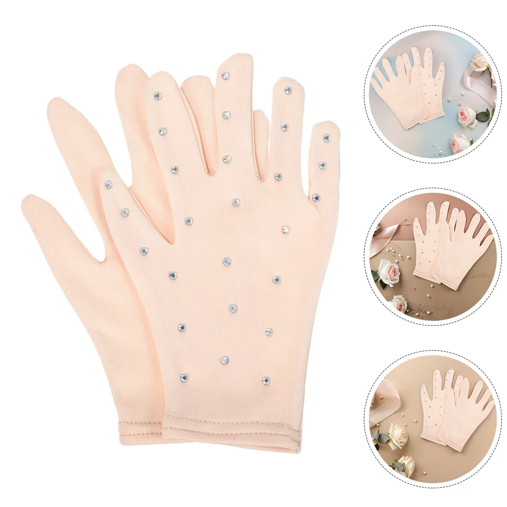 Rhinestone Figure Skating Gloves Women Kids Ice Dance Party Bridal Wedding Stage Roller Skate Accessories Comfortable Durable