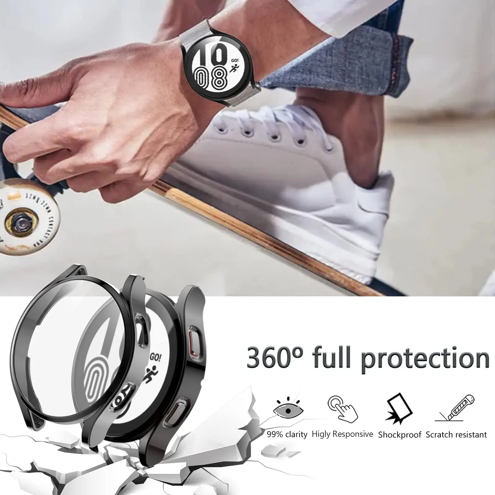 Full Cover Protective Case for Samsung Galaxy Watch 4 Accessories  Soft TPU Screen Protector Galaxy watch 4 40mm 44mm