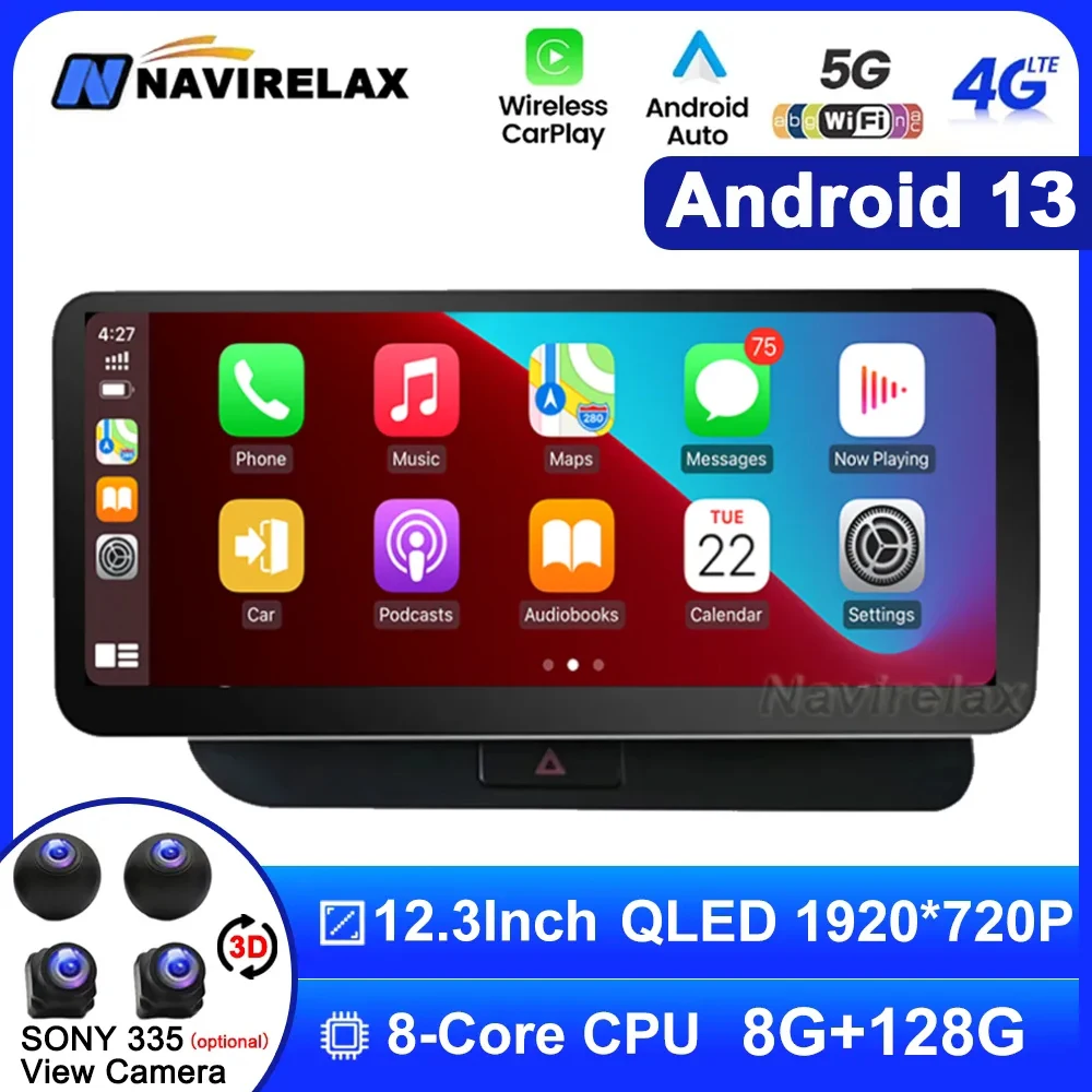 

12.3" Android 13 For Audi Q5 2009 2010 2011 - 2017 LHD Moniter Car Screen System Carplay Auto Stereo GPS Navigation Video Radio