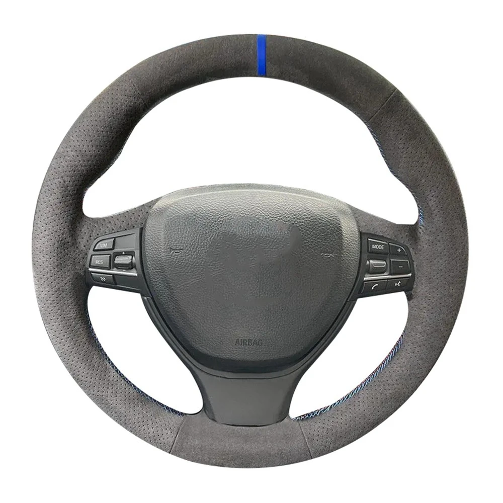 Maßgeschneiderte rutschfeste Wildleder-Lenkradabdeckung aus echtem Leder für BMW F10 F11 2009–2017 F12 F13 F01 F02 2008–2017