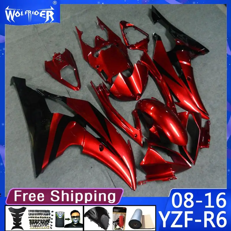 

Обтекатели из АБС-пластика для мотоцикла модели 2008-2016 YZFR6 08 09 10-16, обтекатели для мотоцикла красного и черного цвета, изготовитель чехлов на заказ