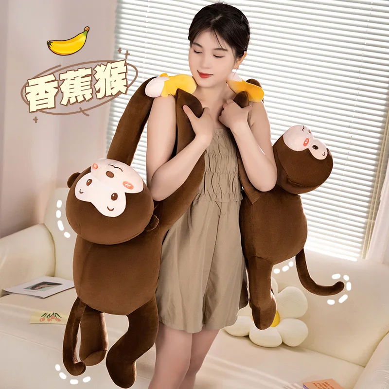 Fun Kawaii Long Arms Monkey Plush Doll Pillow Warm Hug Brown Banana Monkey Plush Toy For Boys And Girls Appease Toy