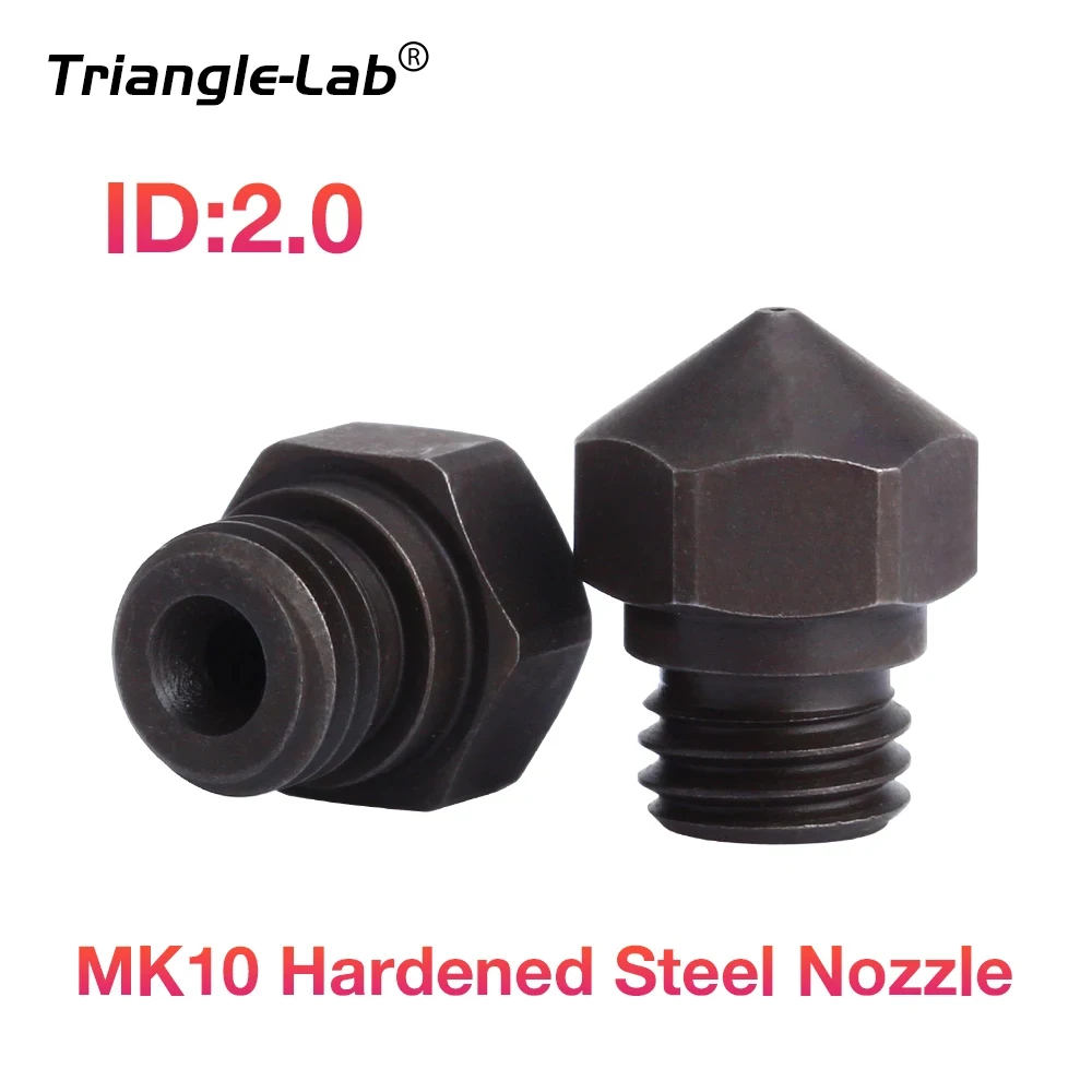 C Trianglelab MK10 Hardened steel Nozzle ID:2.0 Micro Swiss Hotend M7 Thread Wanhao FlashForge Qidi Tech Dremel 3D Printer