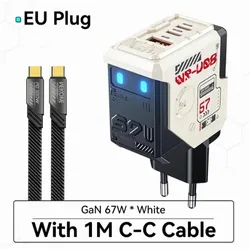 67W GaN Charger Mecha Robot Three Port QC PD Fast Charging Power Adapter - EU Plug C cable