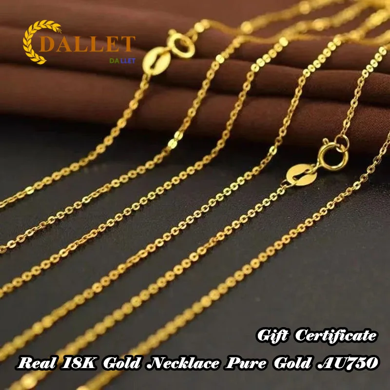 

DALLET Real Gold 18k Gold Women's Necklace Exquisite And Simple O-Shaped Clavicle Chain Women's Gift Exquisite Jewelry Au750