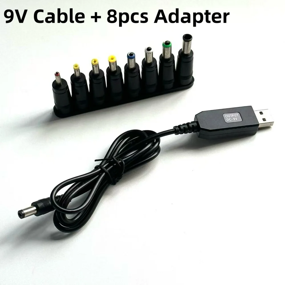 Universal DC to USB Converter Cable with 8 Interchangeable Connectors