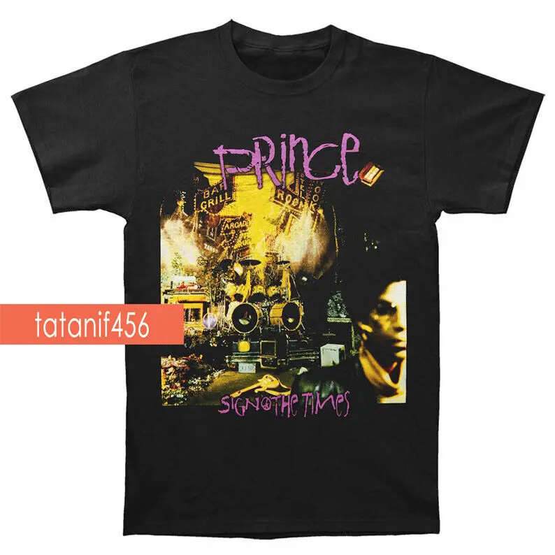 Vintage Prince Sign Of The Times Album Maglietta Nera H99585 Maniche Lunghe O Corte