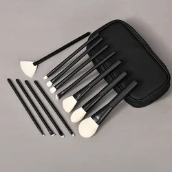 Eco - Friendly Professional Makeup Brush Set - Natural Hair Foundation & Eyeshadow Blending Brushes (12/18 Pieces) (A4 - 12pcs  with bag)