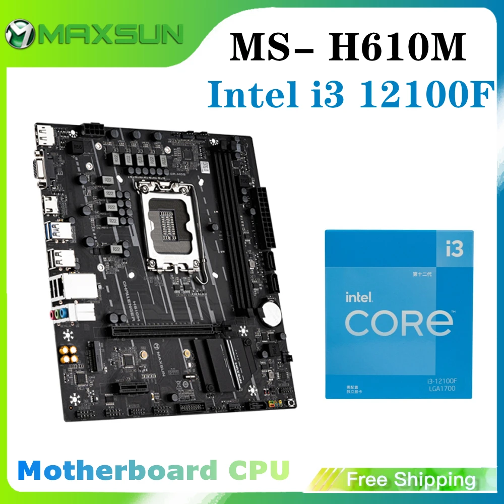 Комплект материнской платы MAXSUN Challenger H610 Intel i3 12100F LGA1700 [новый но без охладителя]