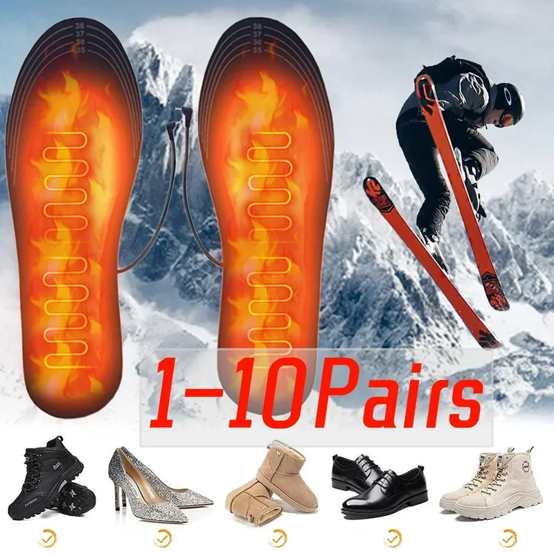 USB Heated Shoe Insoles Electric Foot Warming Pad Feet Warmer Sock Pad Mat Winter Outdoor Sports Heating Insole Winter Warm Shoe Insoles Heated Shoe Insoles