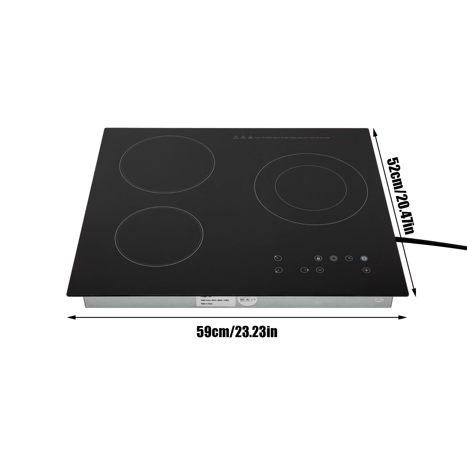 2600W Electric Ceramic Cooktop 3 Burners Touch-adjustable Control 9 Heating Levels LED Display Screen Ceramic Cooktop