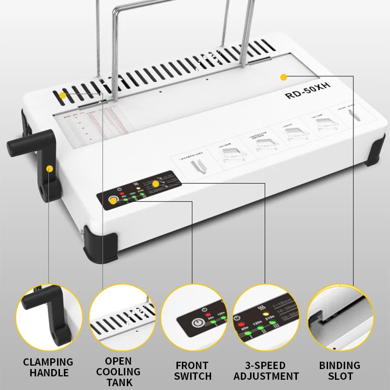 Máquina de Encadernação Cola Desktop Hot Melt Binder Térmica Documentos do Contrato Livro Envelopes 100w Rd50x - Imagem 6