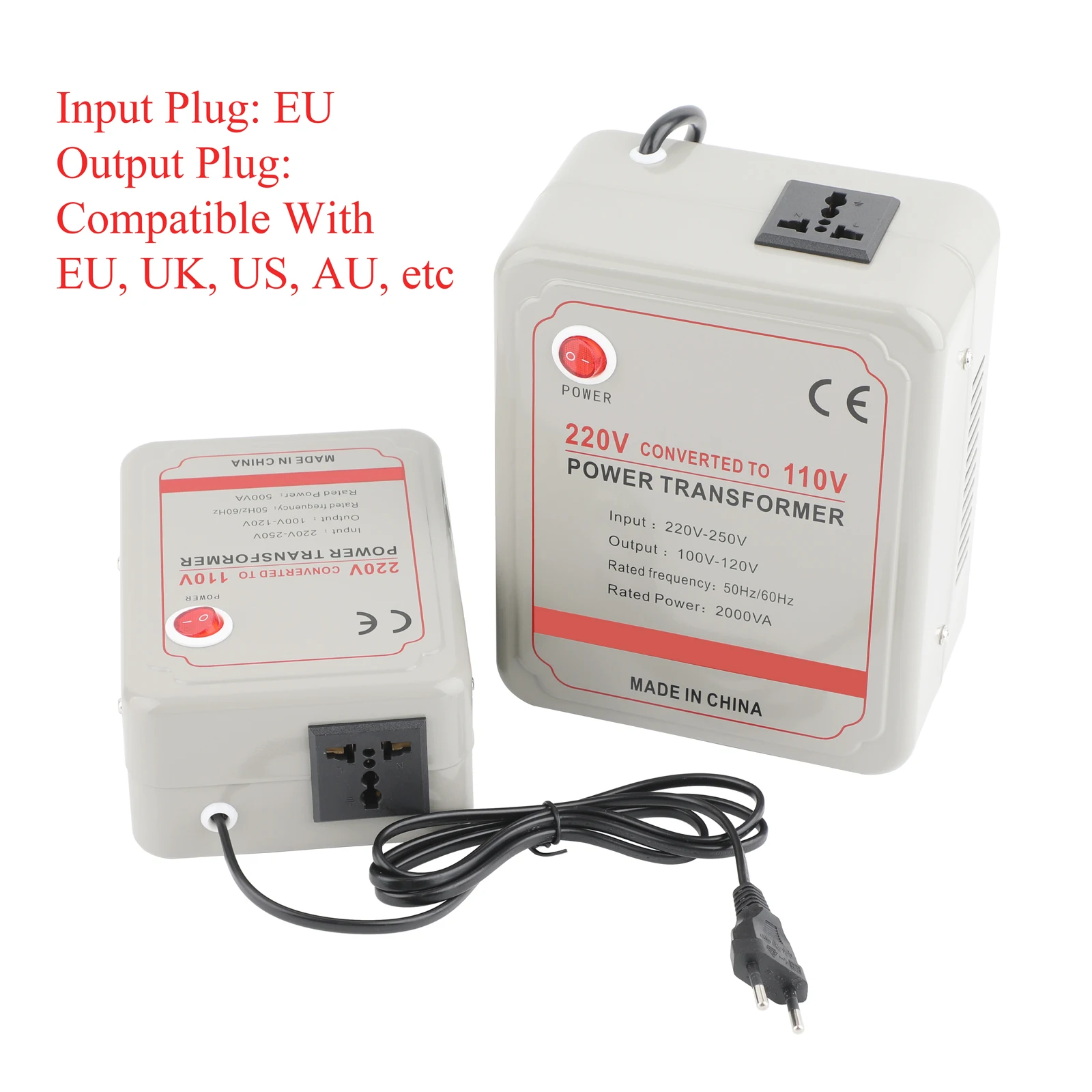 EU 플러그 AC 220V110V 스텝다운 컨버터 3000W 전압 변압기(100-120V용)