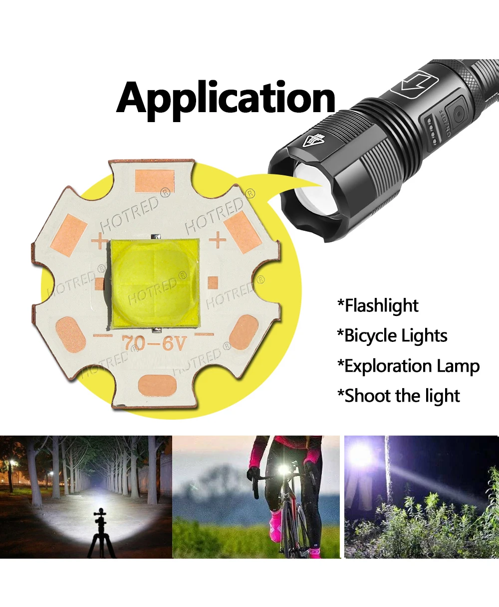 XHP70.3 LED Chip High Power Lamp Ceramic Beads7070 40W DC3V 6V 12V Cold Warm White XHP70.2 XHP50.2 Flashlight Head/ Searchlight
