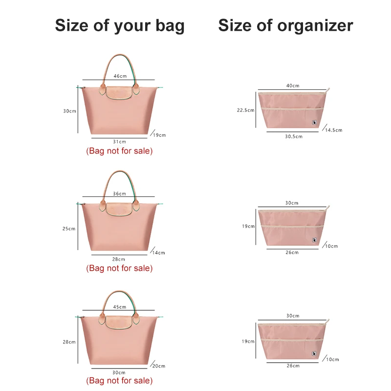 Storage For Longchamp Soft Nylon Insert Organizer Linner Bag