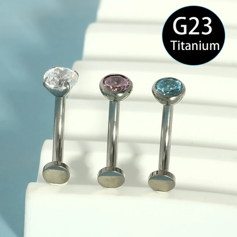 20Pcs/lot ASTM F136 Titanium 14G Belly Button Rings with Zircon Trendy Navel Bell Button Piercing Jewelry Piercing Body Jewelry