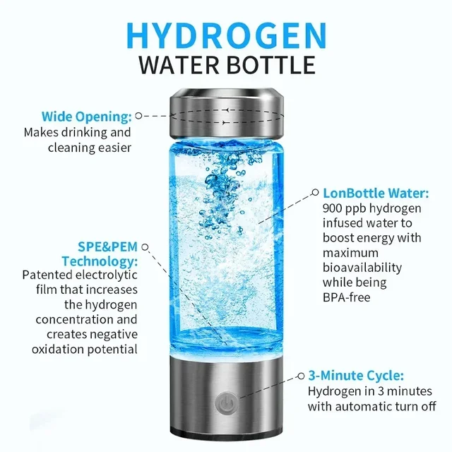 Hydrogen Water Bottle Generator Hydrogen Rich Health Cup Alkaline Ionizer USB Rechargeable Portable hydrogen Water Ionizer 3