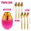 6Pcs Colorful Dinnerware Set with Egg Shaped Case Stainless Steel Cutlery Dinner Set Knife Fork Silverware Set Kitchen Tableware 2