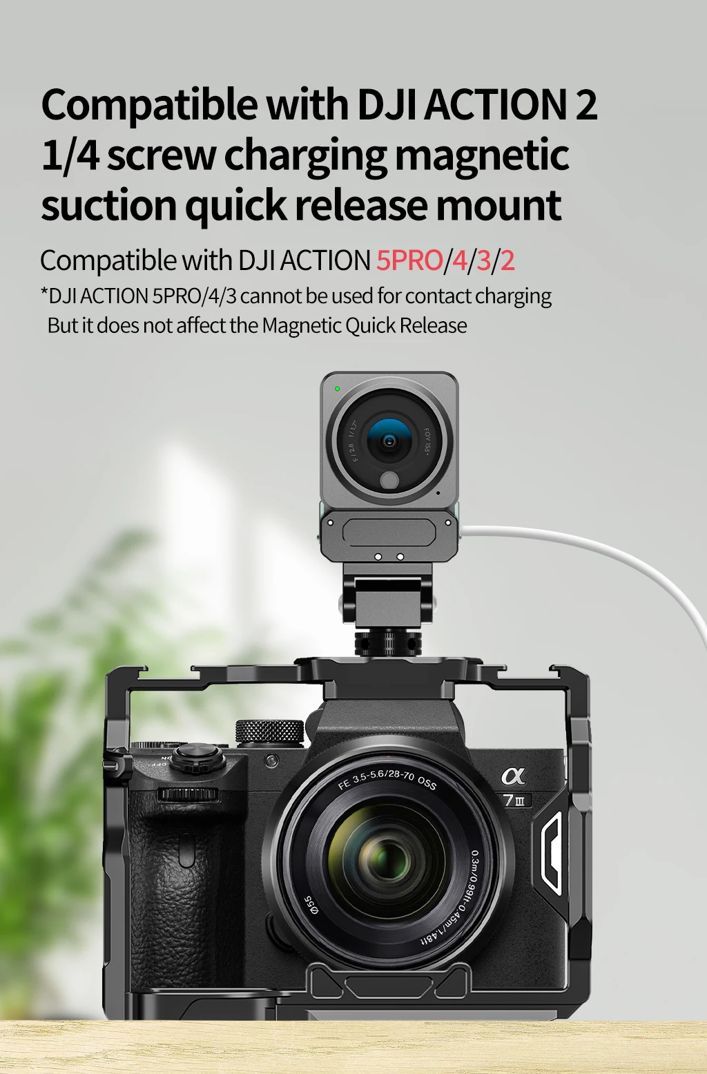 Für DJI Action 5 PRO 4 3 2 Quick Release Magnetische Basis Kamera Ständer Halter Schnelle Installation Halterung Verstellbare Halterung 1/4 "Schraube – Detail 3
