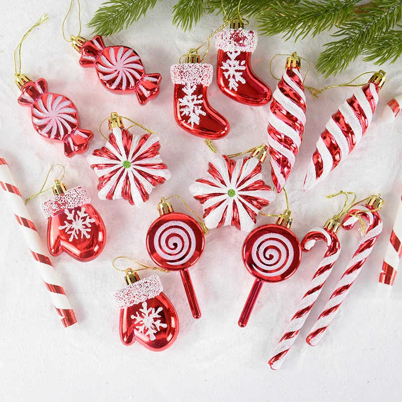 Christmas Decorations Plastic Colored Candy Ball Hanging Ornaments Christmas Tree Candy Lollipop Pendants New Year Noel Decor