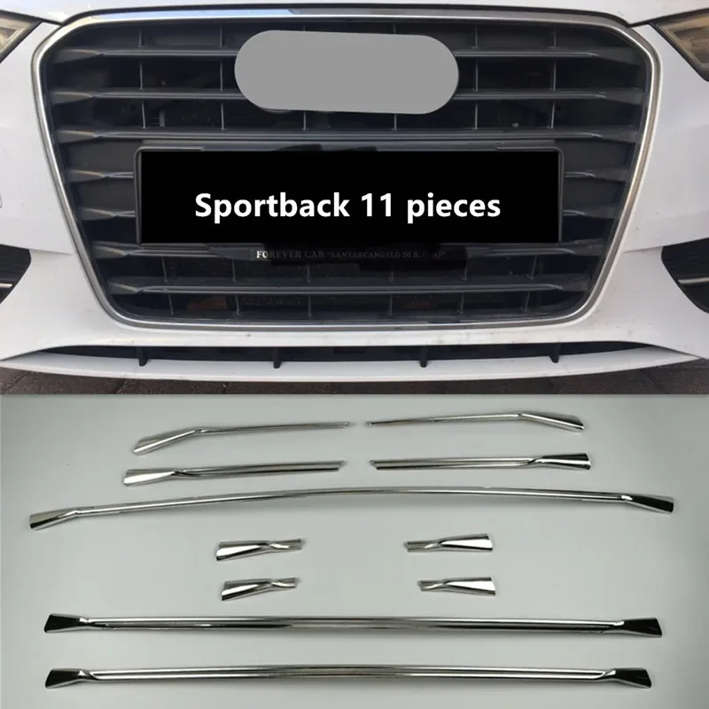 

Car Front Center Grille Grid Decorative Cover Trim Stainless Steel Grill Decal Strips For Audi A3 8V 2013-2016 Exterior Molding