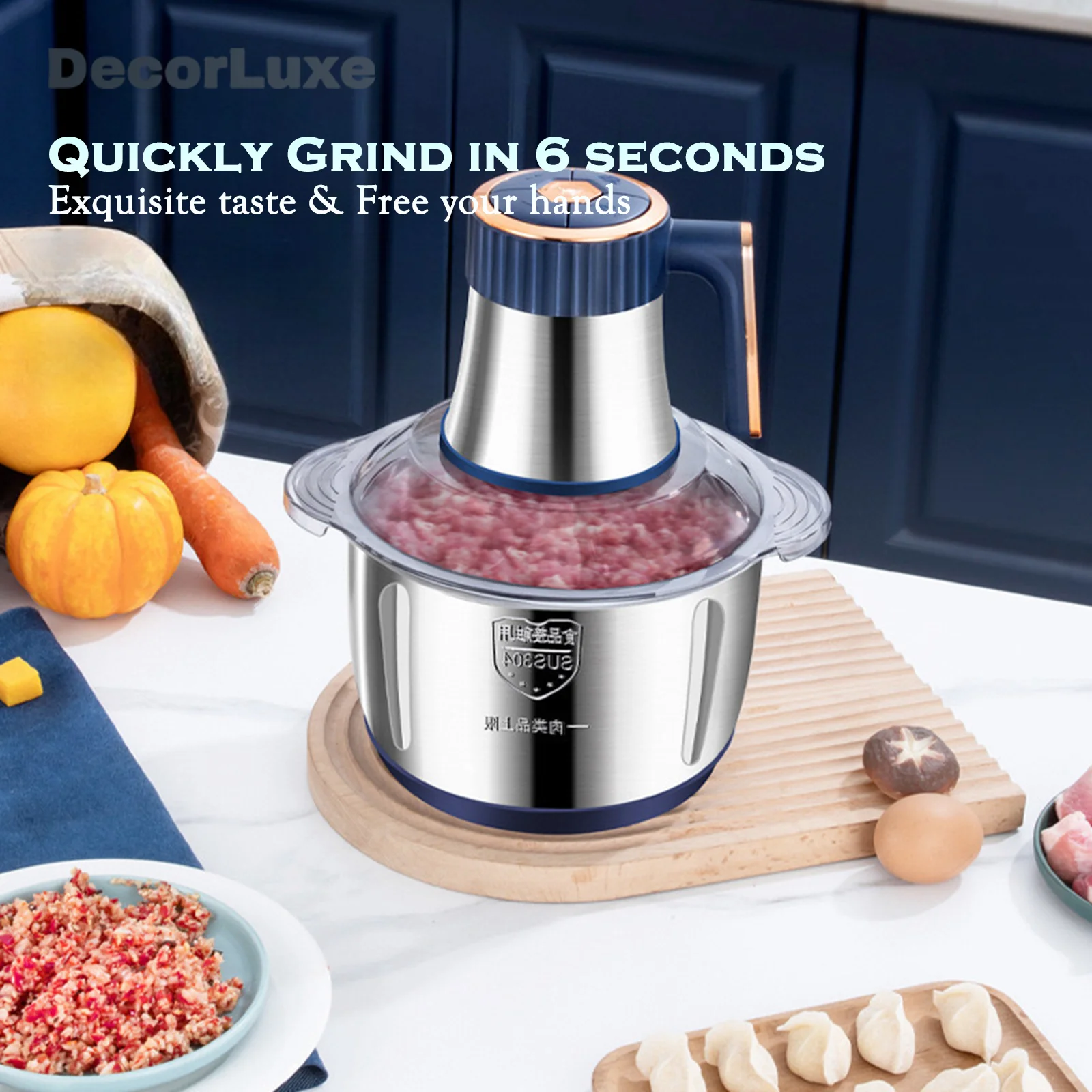 Description Picture 5 of itemDecorLuxe Magic Grinder M13 Electric Chopper 500W 5L Stainless Steel Bowl Multifunctional Meat Grinders Kitchen Blenders