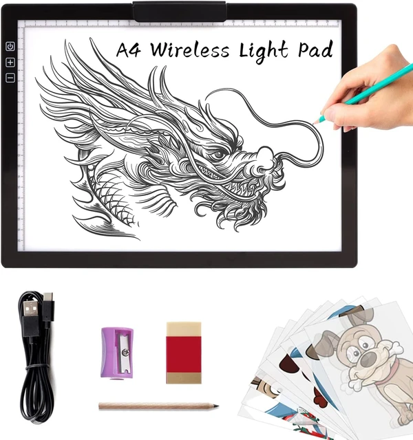 A4 Light Box for Tracing, Wireless Battery Powered Light Pad, Dimmable  Brightness Portable Light Board, Magnetic Drawing Board, Diamond Painting  Light Pad 