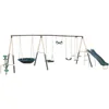 Deerfield Outdoor Playground Swing Set with Slide, See Saw, Trapeze Swing, Fun-Glidr, Swing Seat, and Stand N Swing 1