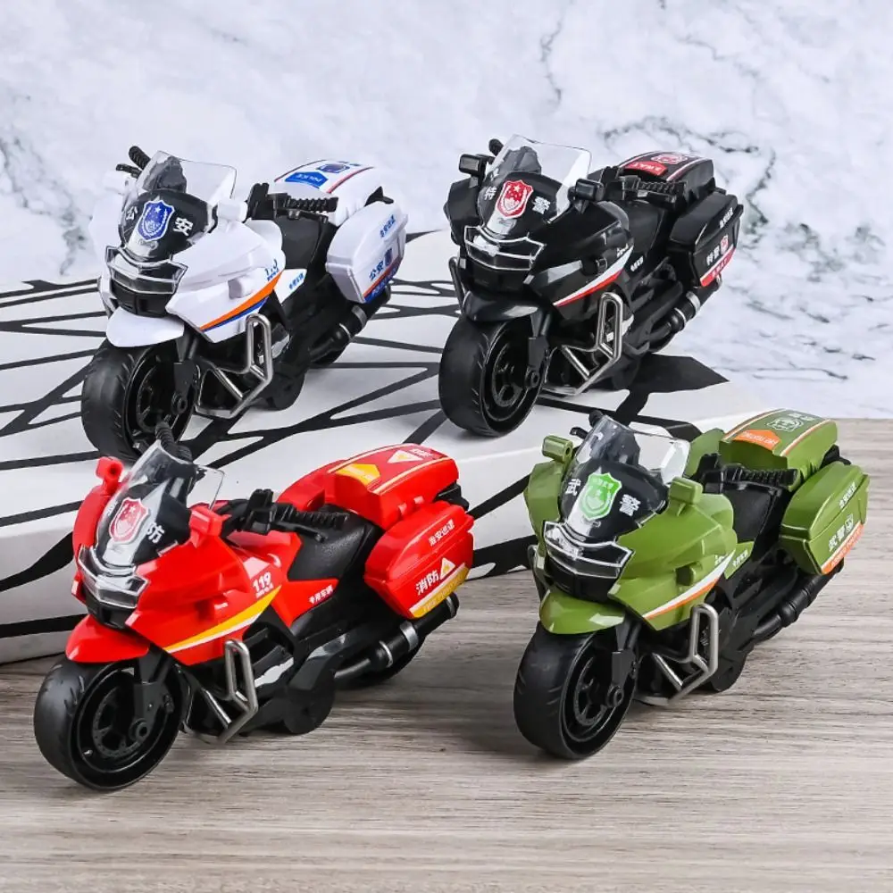 Plastic Inertial Motorcycle Toy White Black Red Green Flexible Motorcycle Model Drop-resistant City Service Motorcycle Toy