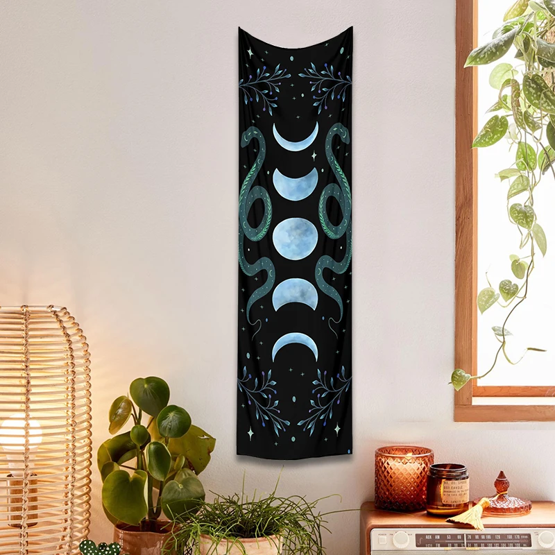 Moon Phase Tapestry Wall Hanging Moon moth Floral Vintage Psychedelic Star Snake Divination Bohemian Home Decor Art Decoration tapestry decorations