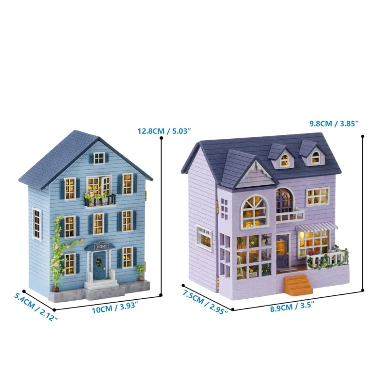 Wood Dollhouse DIY Miniature Furniture Kits Mini Handmade Craft House Model with LED Light Dollhouse Toy for Teens Adult 6