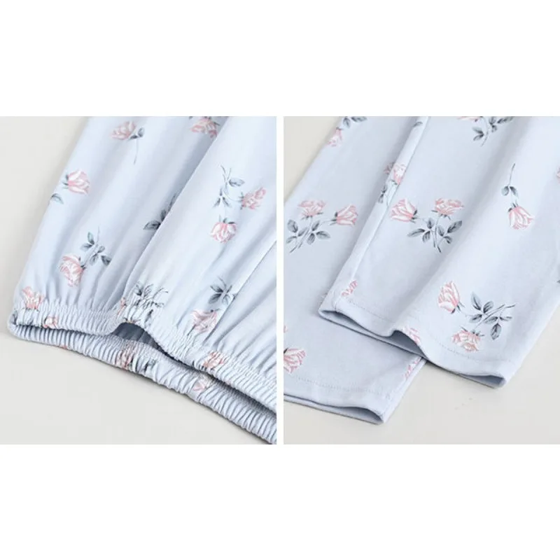 Pajama Women's Spring Autumn Long Sleeved Sleepwear Pure Cotton Sweet Elderly Loungewear Cardigan Loose Oversized Homewear Set