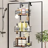 Over The Door Shower Caddy Pantry Organizer Rack with Reliable Hooks, Sturdy Hanging Shower Organizer Shelf Basket Storage Rack 2