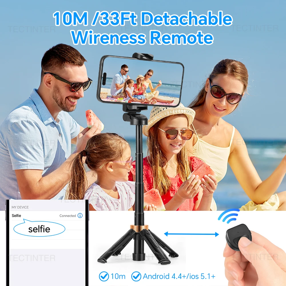 Treppiede per selfie portatile pieghevole universale con telecomando wireless rimovibile Mini supporto per telefono multifunzione - immagine 2